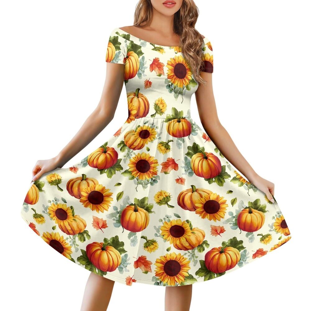 9557 Fall Dresses Plus Size Wedding Guest Fall Thanksgiving Dress Pumpkin